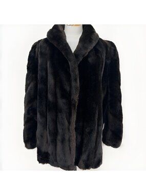 VTG Dubrowsky Perlbinder Tissavel Faux Mink Fur Coat Size L Mob Wives Union Made